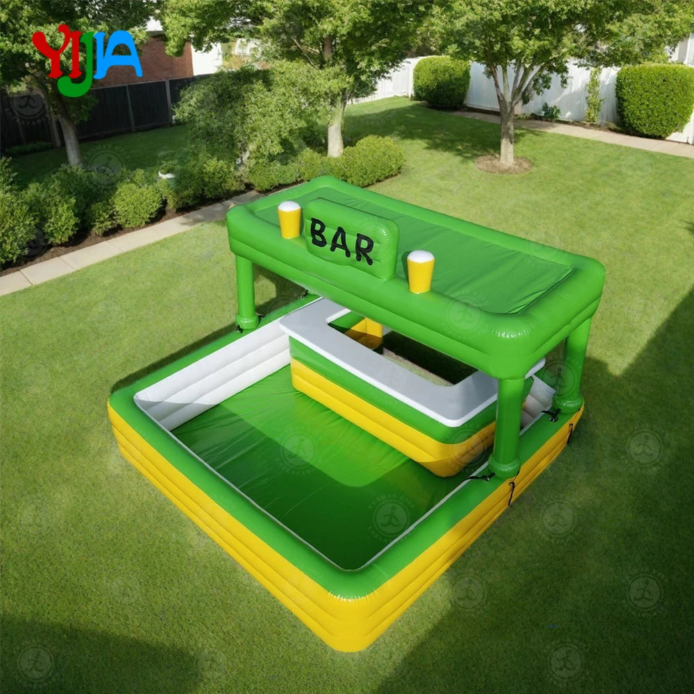 Bar gonflable piscine utilise lors d'une fete