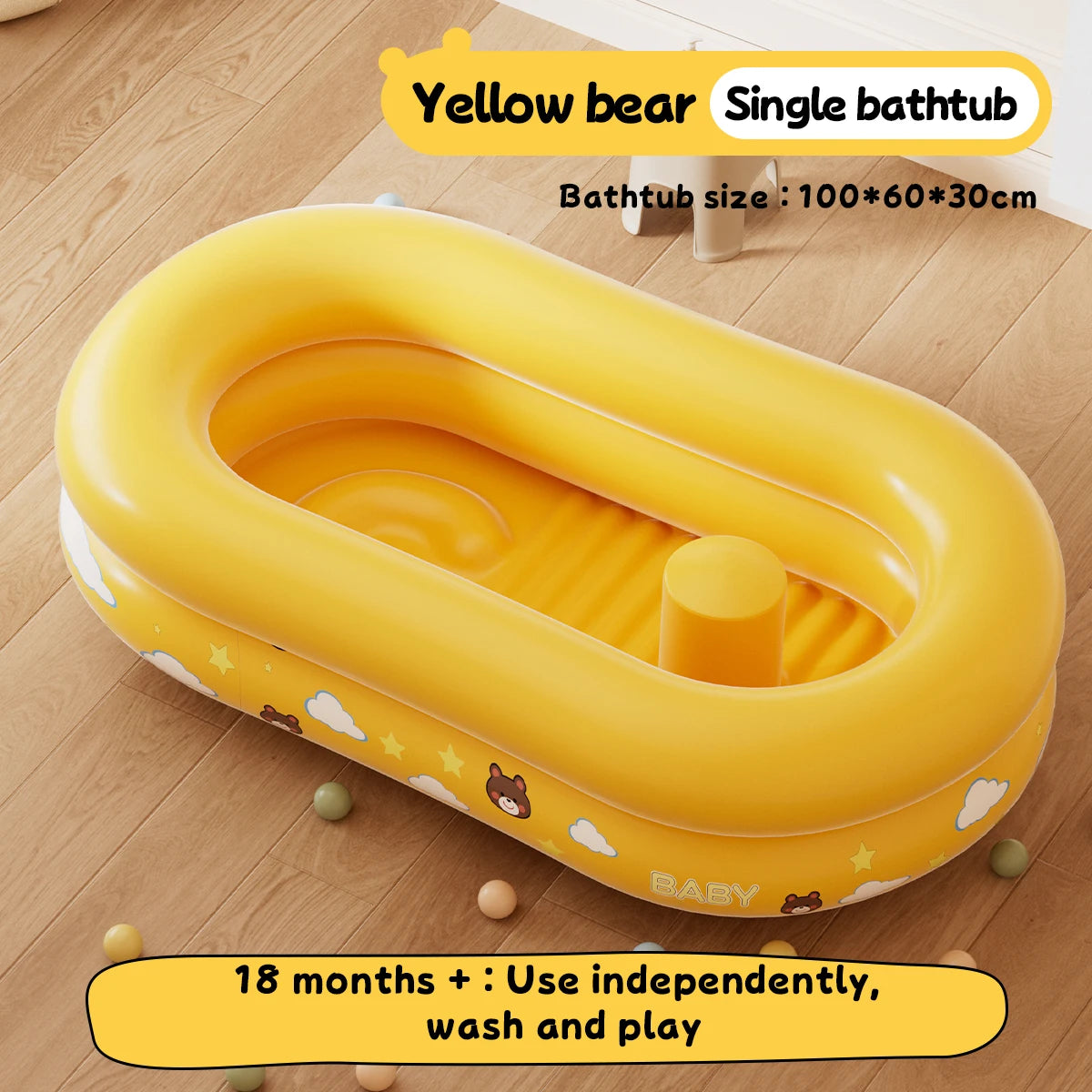 Baignoire gonflable pliable avec tapis de bain