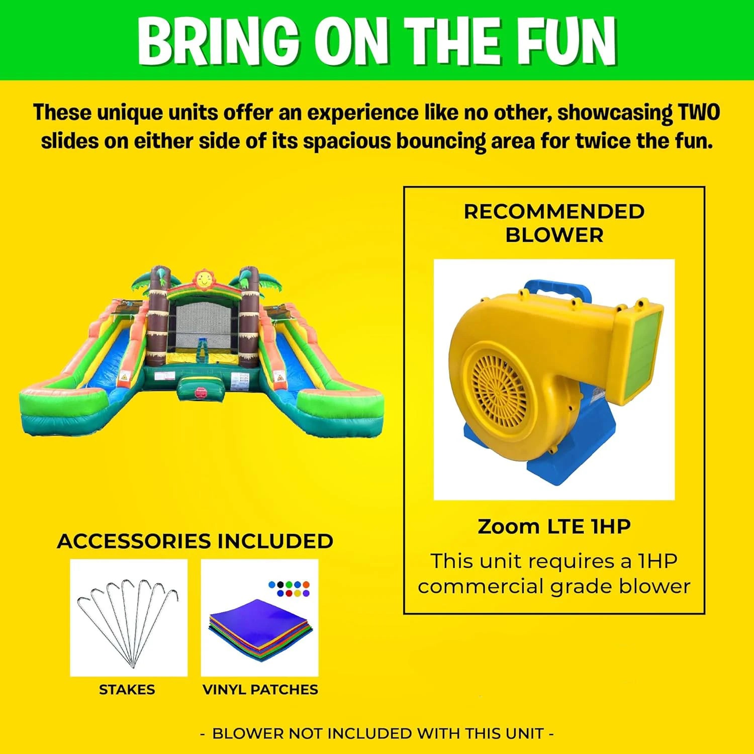 Toboggan gonflable de l'aire de jeux vu de face