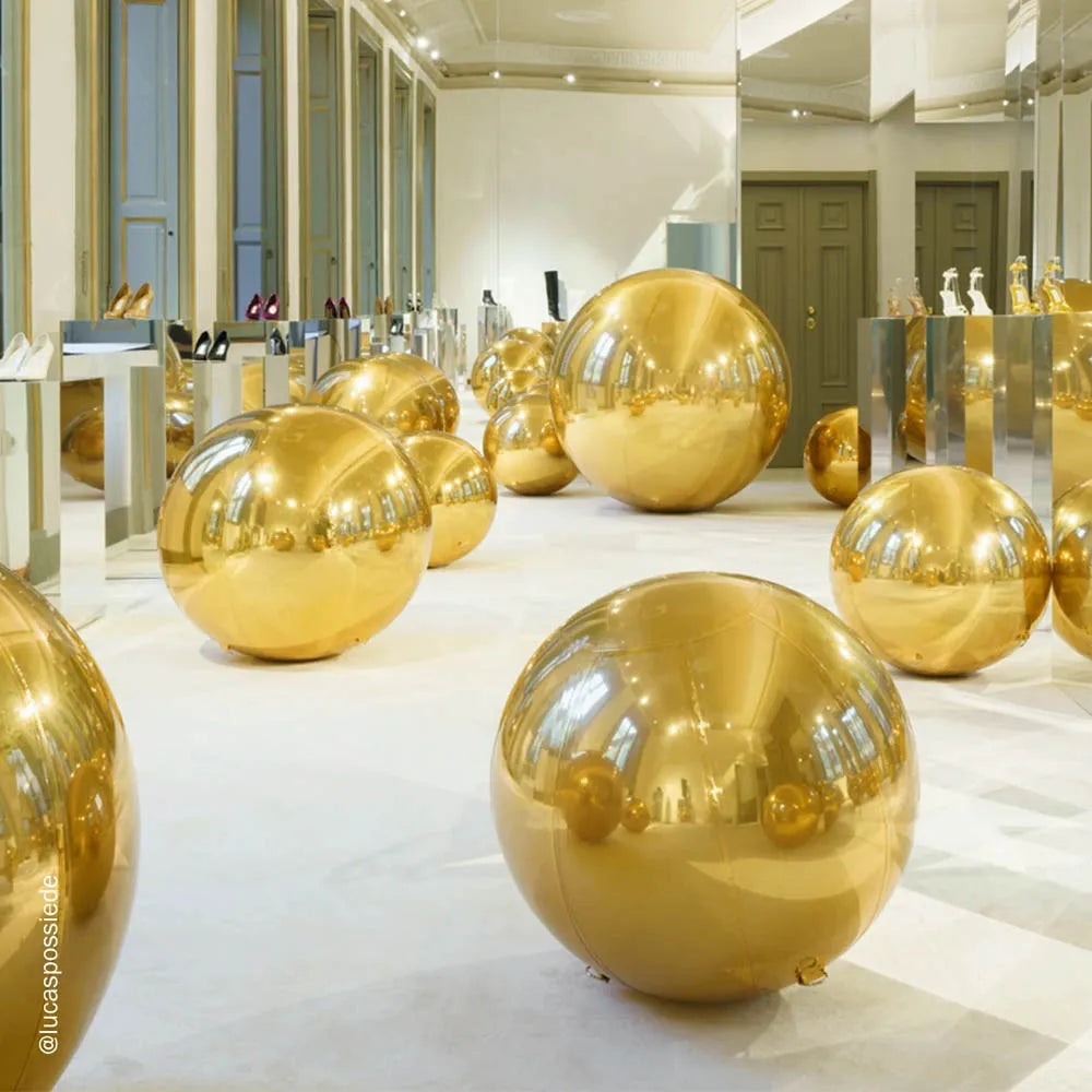 Décoration gonflable boule à miroir argentée