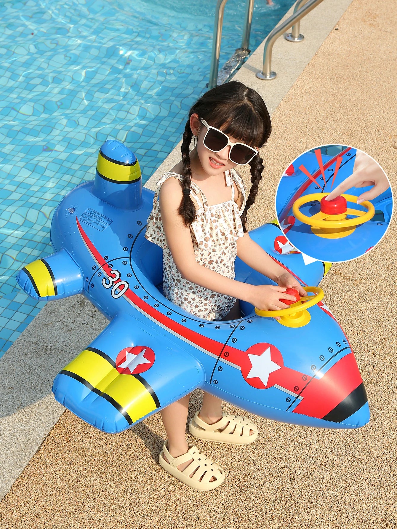 Bouée gonflable avion blanche pour bébé piscine