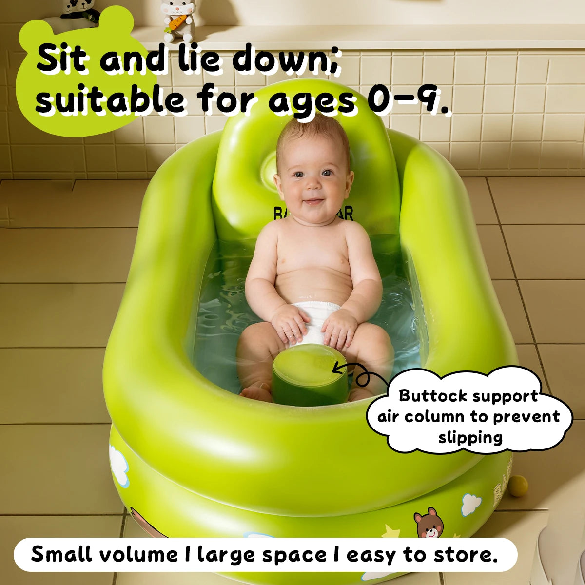 Baignoire gonflable pliable siège antidérapant