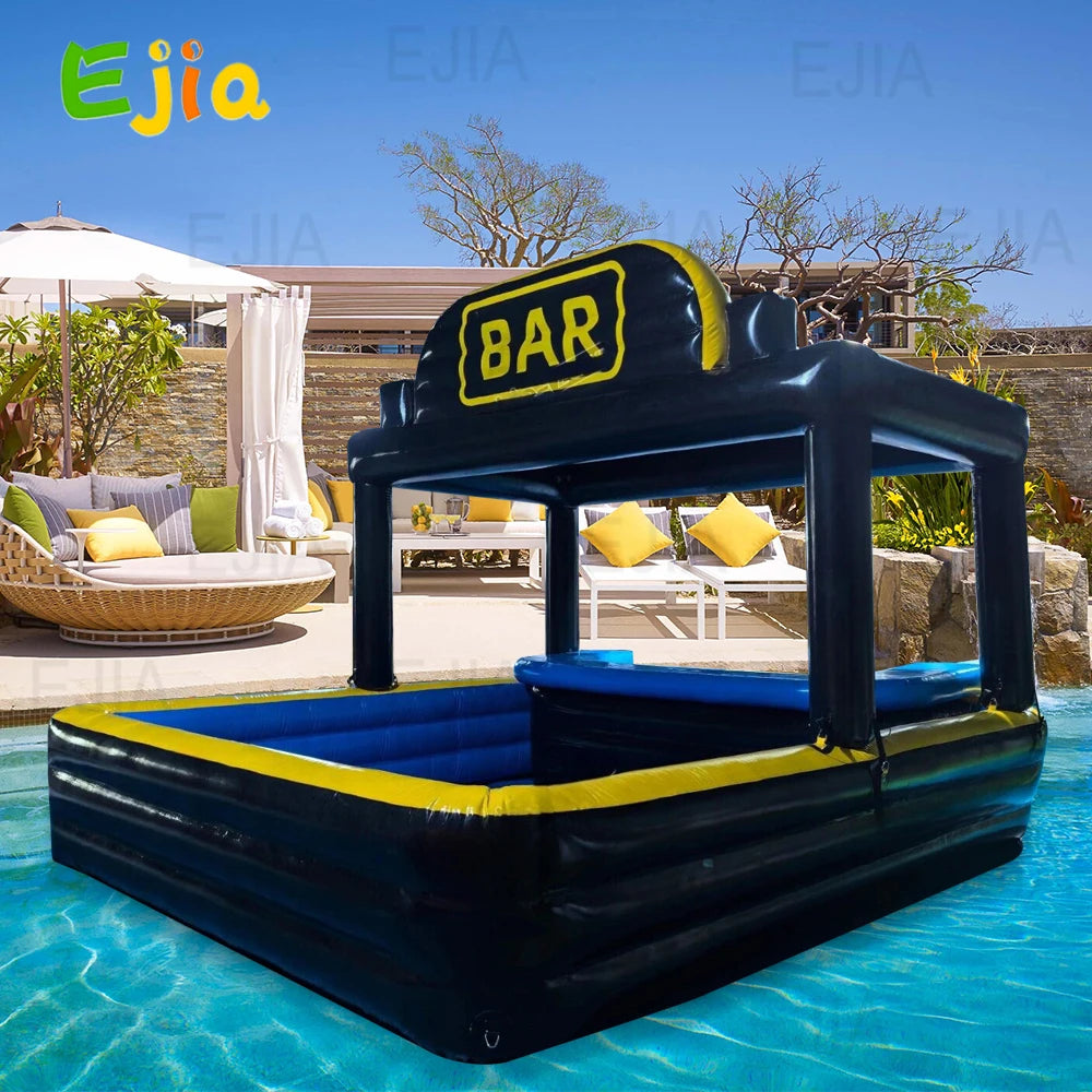 Détail du bar flottant à l'intérieur de la piscine gonflable