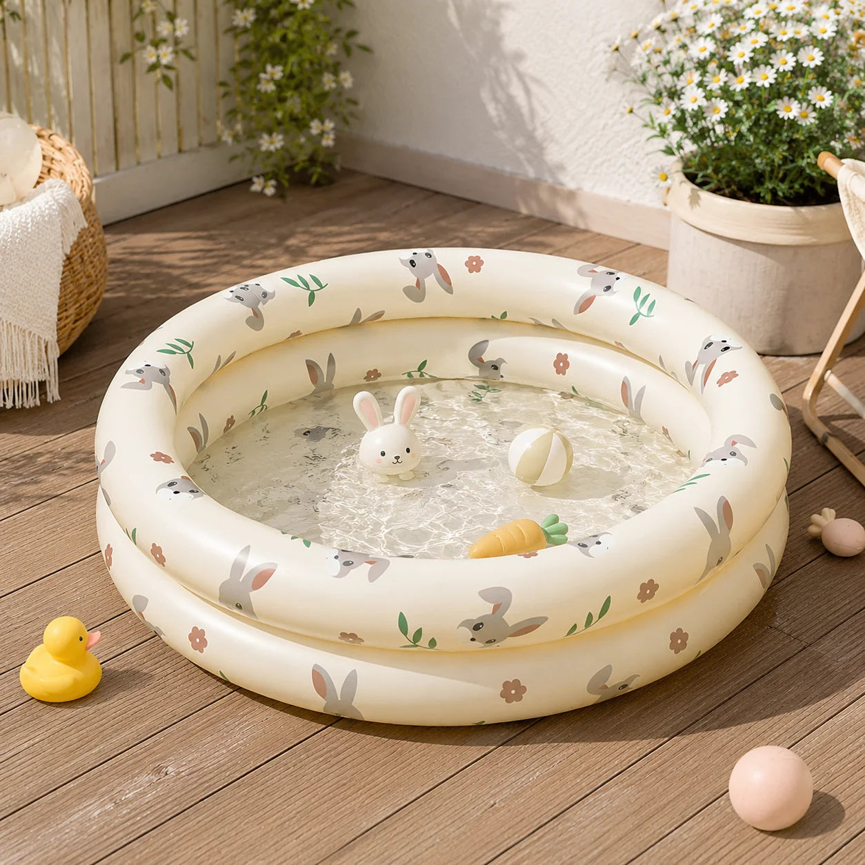 Enfant jouant dans la piscine gonflable à balles