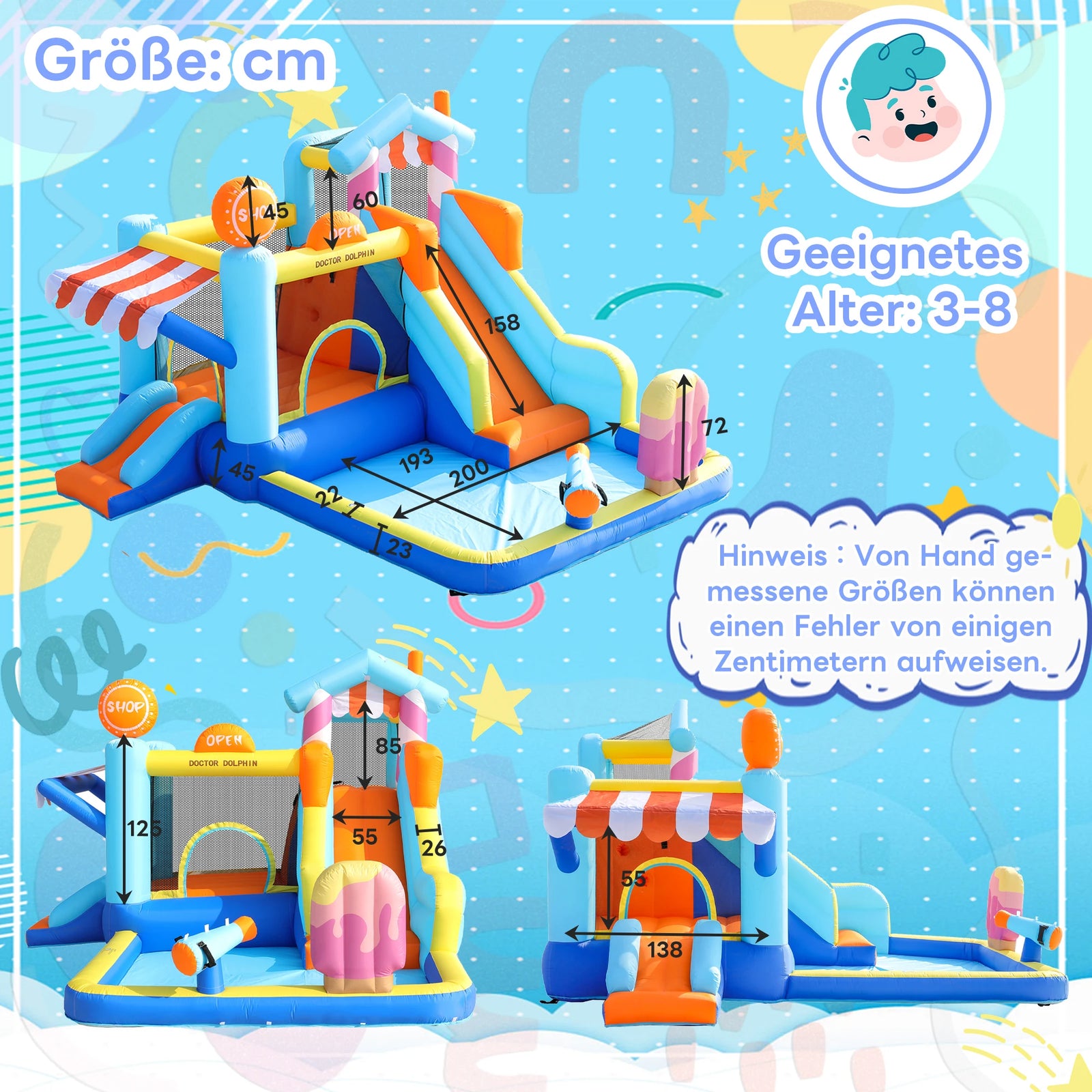 Château gonflable avec toboggan aquatique et souffleur pour enfants