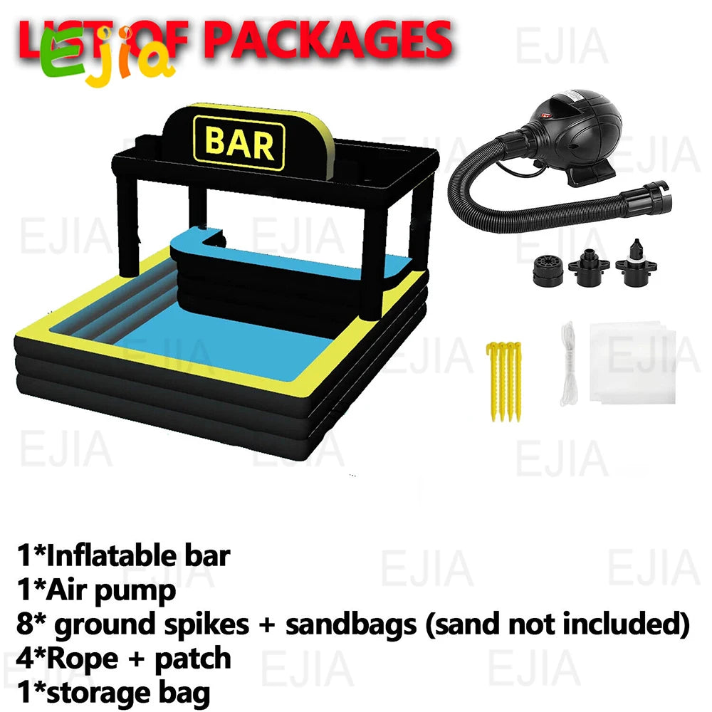 Bar gonflable piscine gonflé et prêt pour la fête