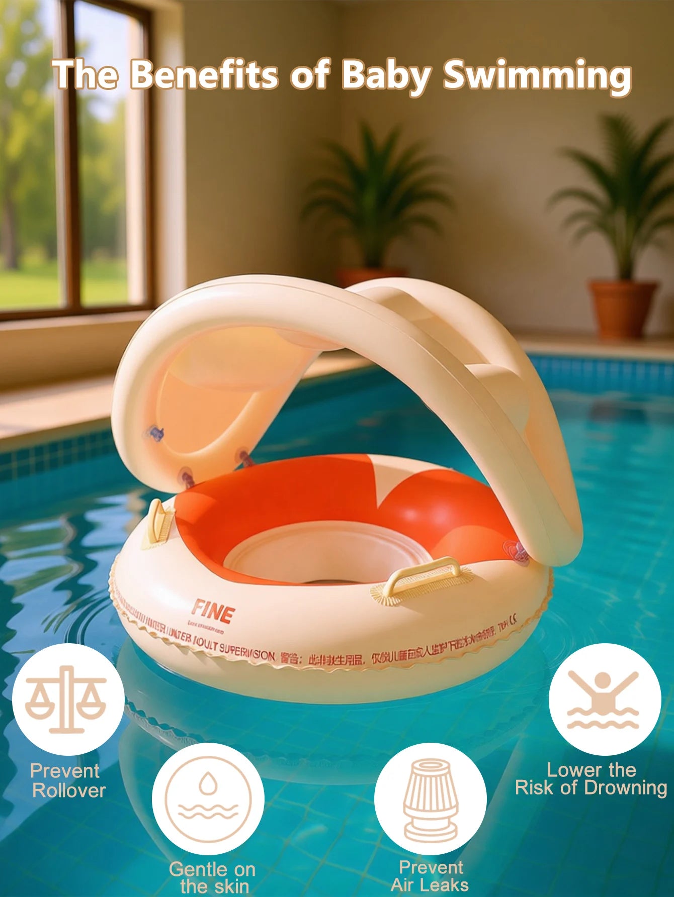 Bouée gonflable chaise flottante avec parasol ajustable jaune