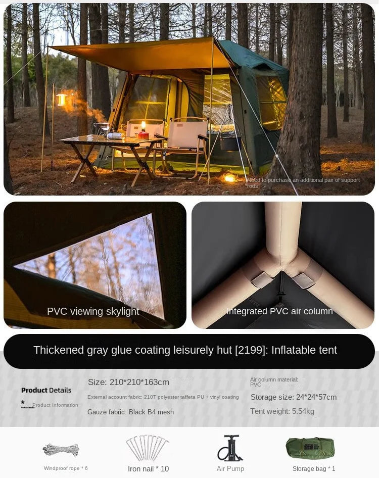 Détail du tissu polyester 210T de la tente gonflable