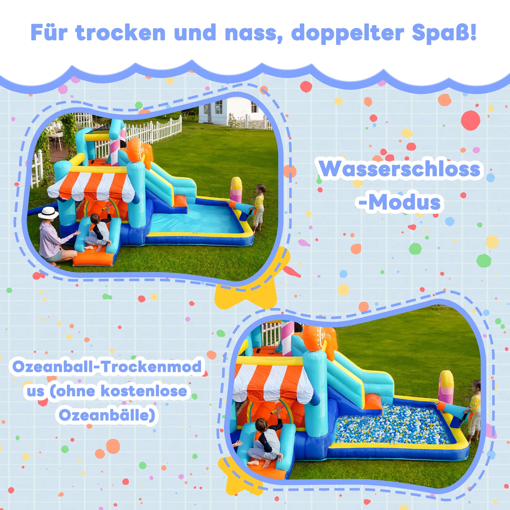 Trampoline intégré à l'aire de jeux gonflable