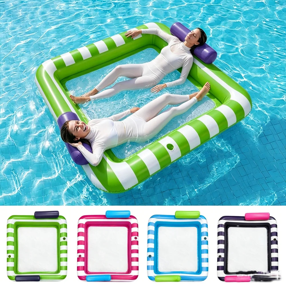 Bouée gonflable matelas double rayures piscine