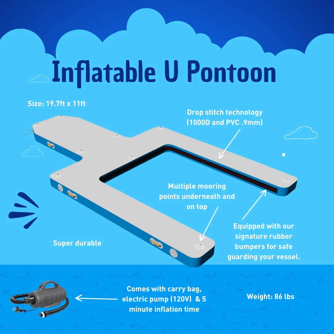 Points d'amarrage du ponton gonflable en U