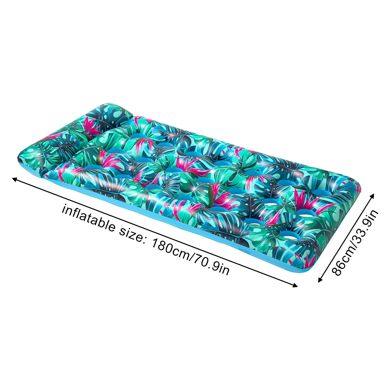 Matelas Gonflable Feuille Tropicale XXL - en situation à la piscine