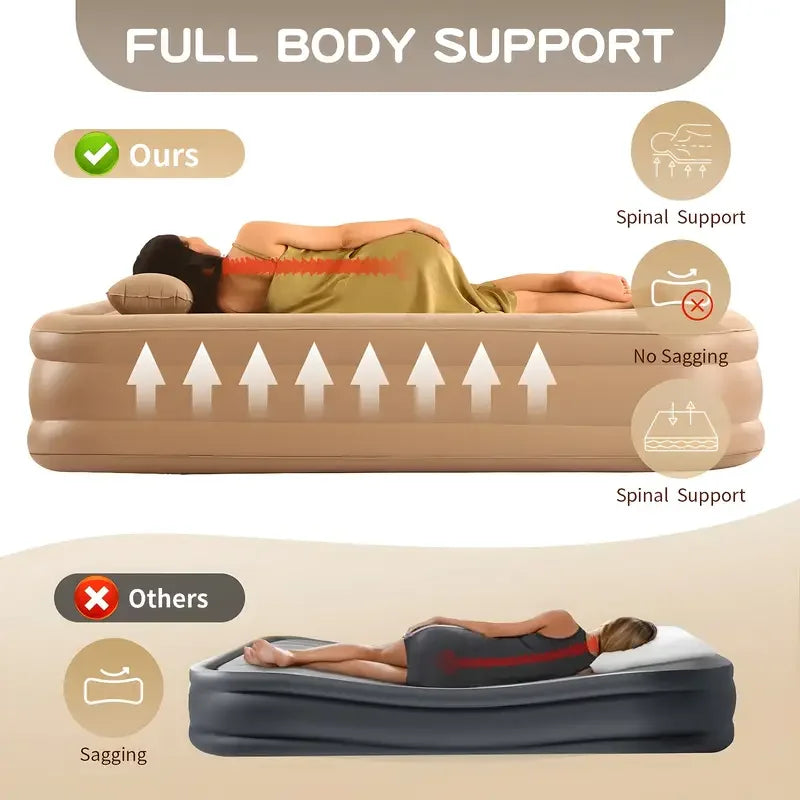 Matelas de camping gonflable glamping installé sous tente
