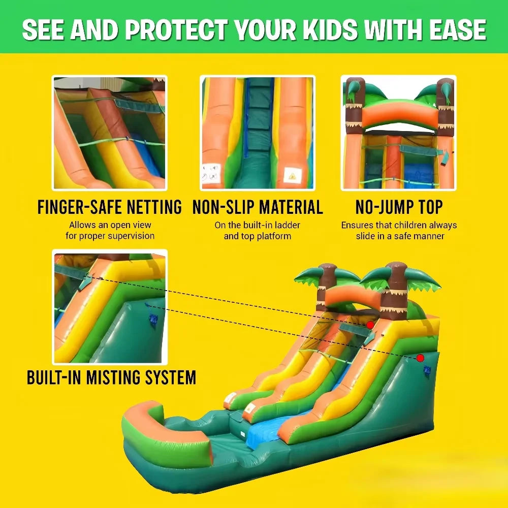Détail des coutures du toboggan aquatique gonflable