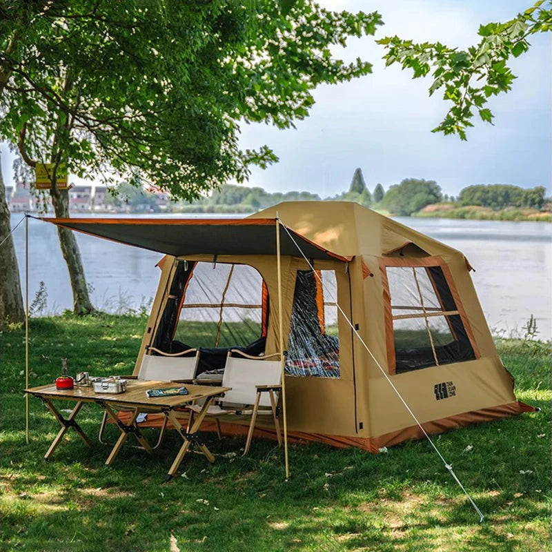 Intérieur de la tente gonflable cabane
