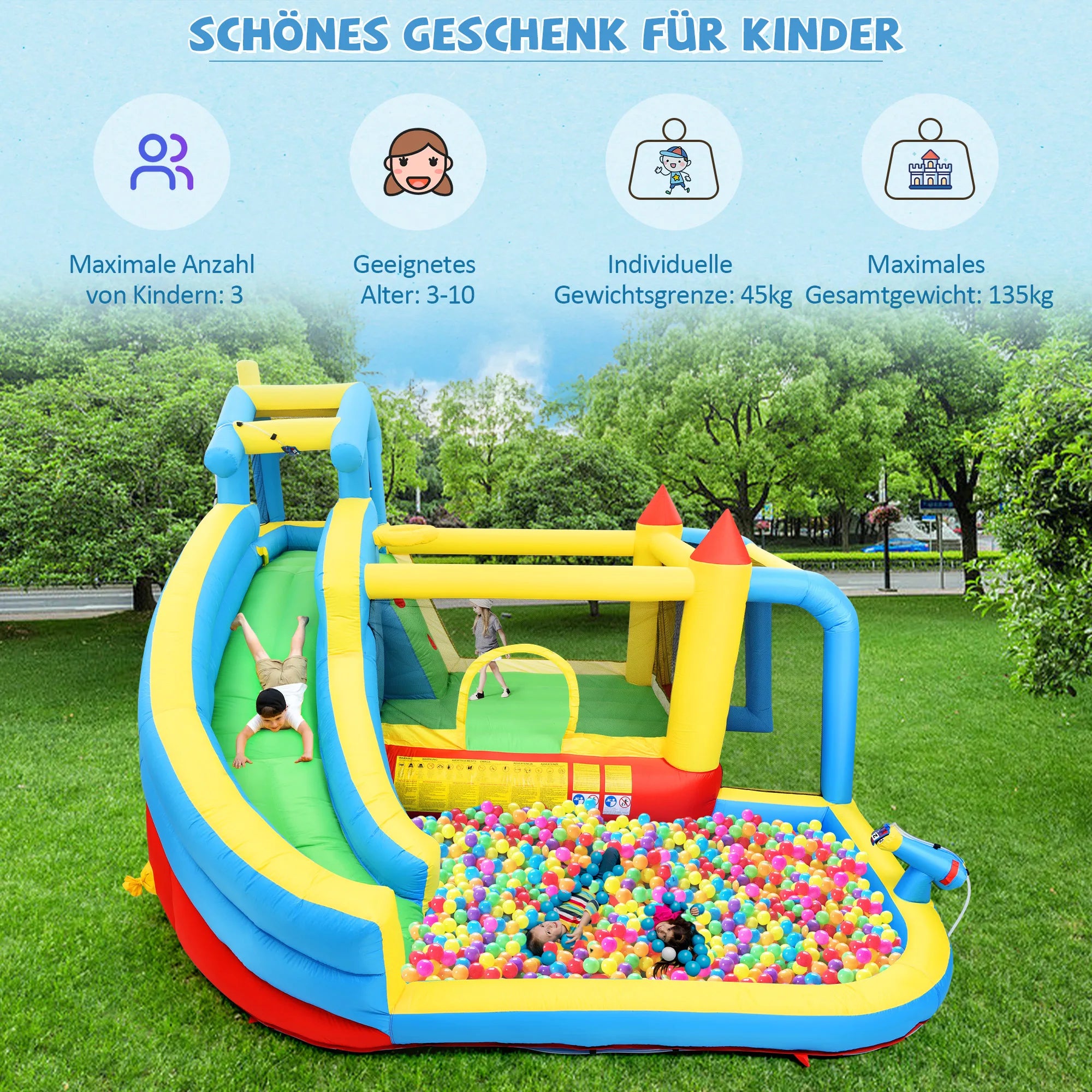 Toboggan du château gonflable 5 en 1 pour enfants