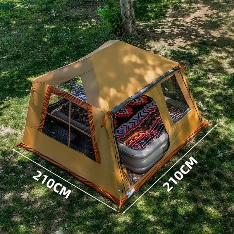 Tente gonflable verte pour camping en famille