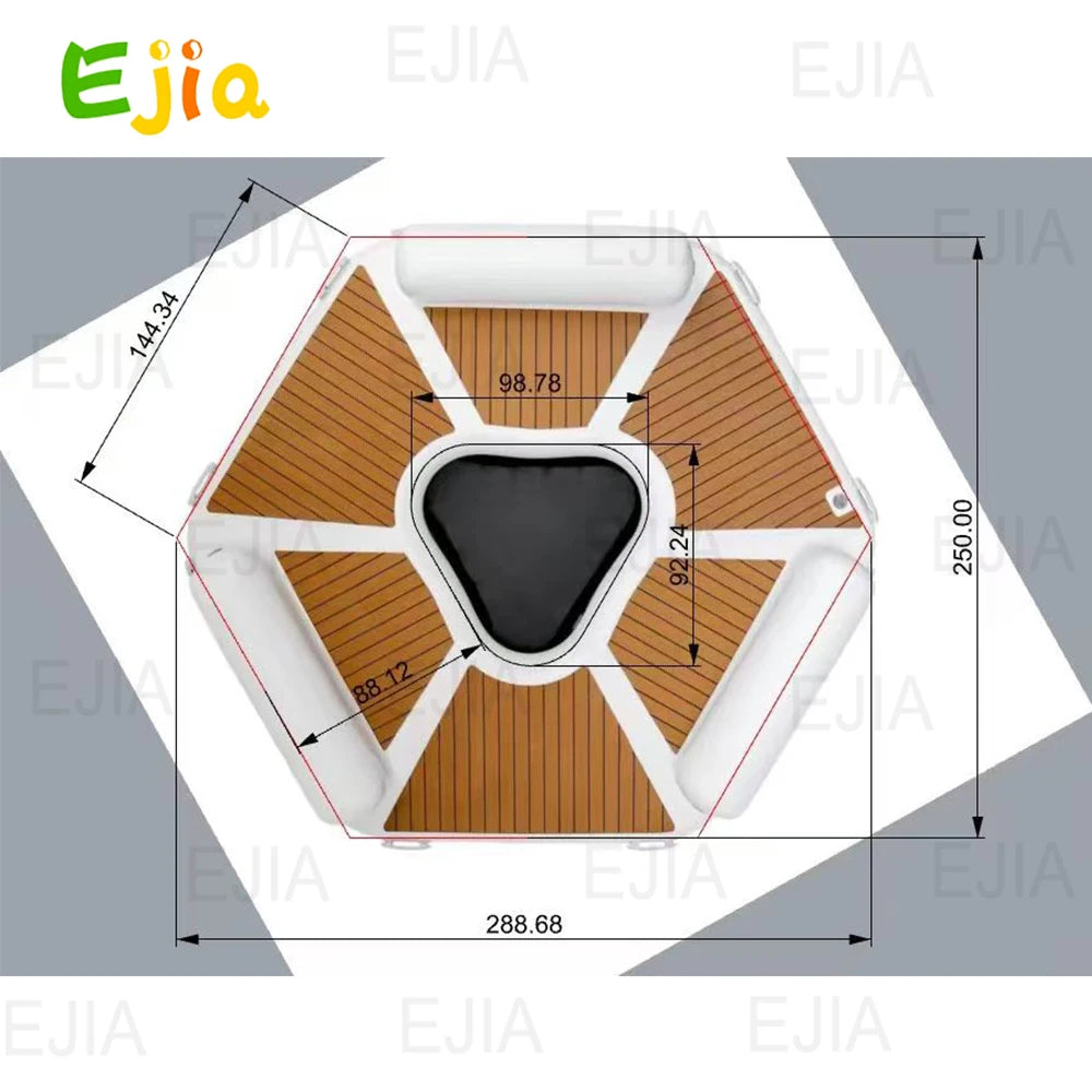 Vue d'ensemble de la plateforme flottante gonflable 250x290 cm