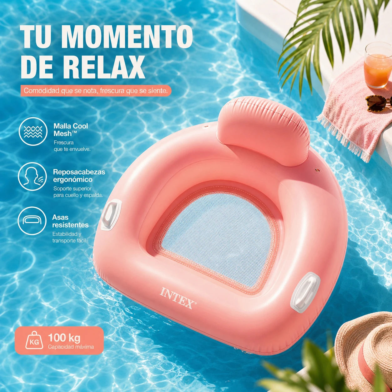 Detail de l'appui-tete du canape gonflable flottant