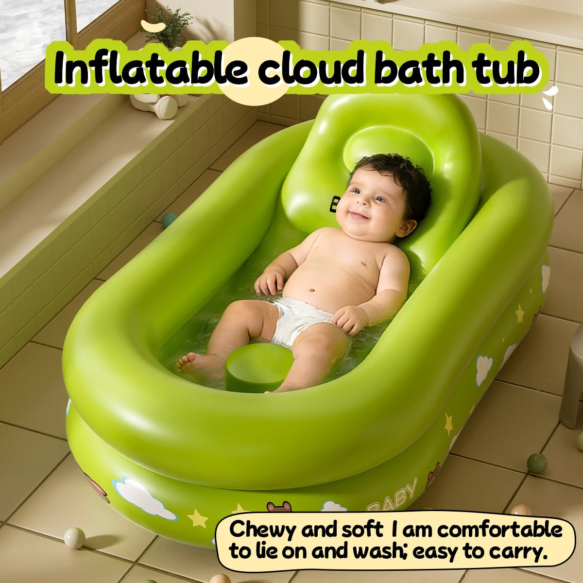 Baignoire gonflable pliable vue d'ensemble