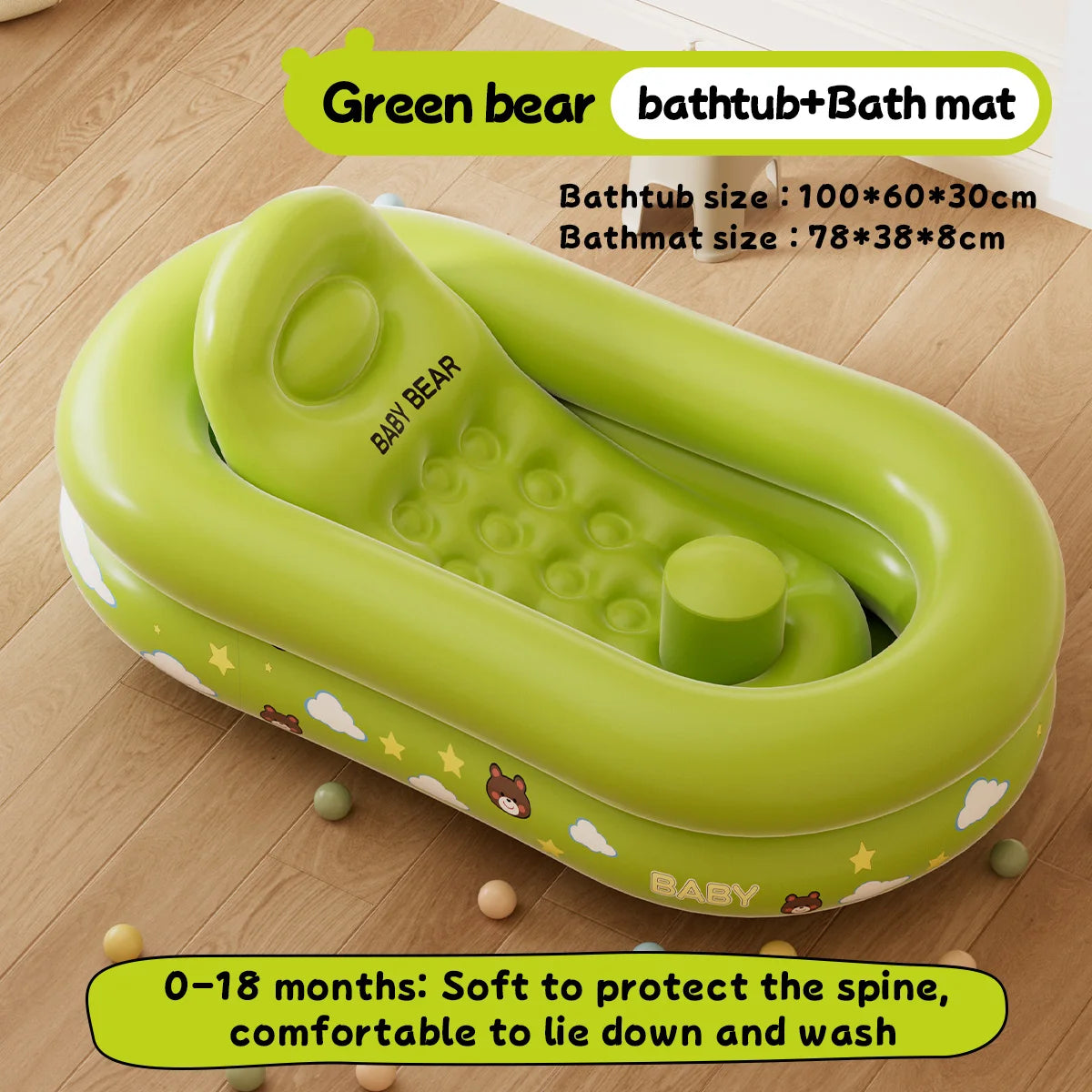 Baignoire gonflable pliable installée dans la salle de bain