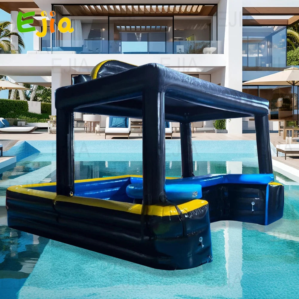 Bar gonflable piscine utilisé lors d'une fête en extérieur