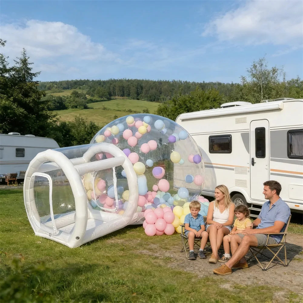 Bulle gonflable utilisée comme fond photo de fête