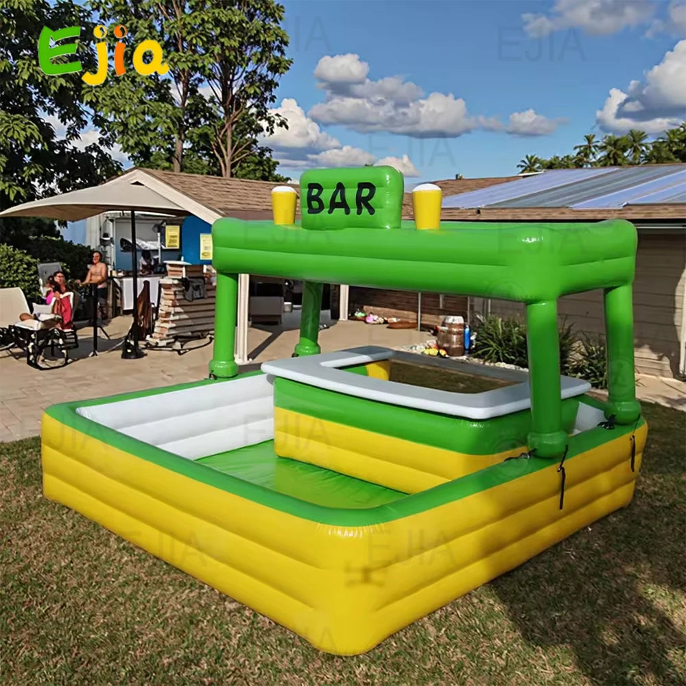 Bar gonflable piscine flottant noir vue de face