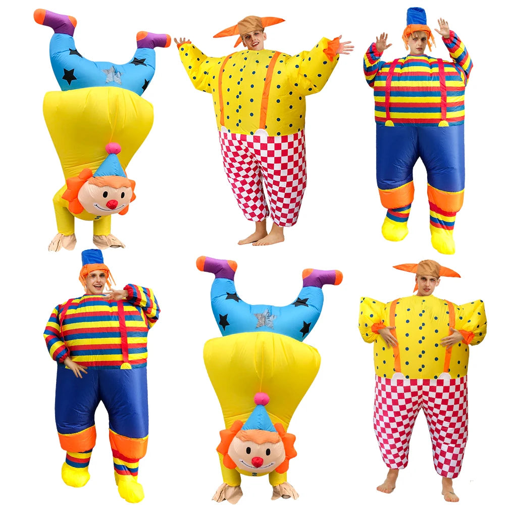 Costume gonflable clown adulte multicolore vue de face