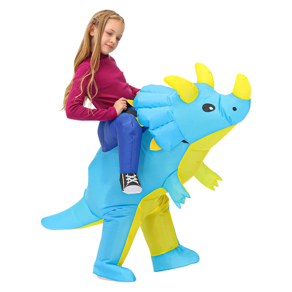 Costume gonflable dino enfant, coloris bleu