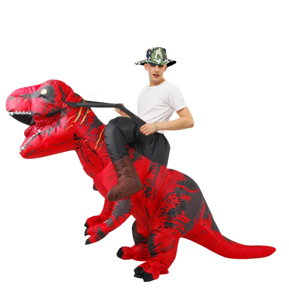 Costume gonflable T-Rex brun vue de face