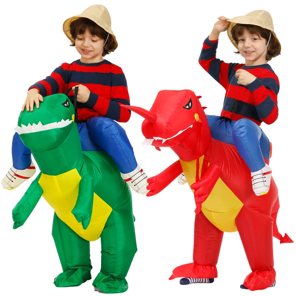 Costume dinosaure gonflable enfant rouge Halloween