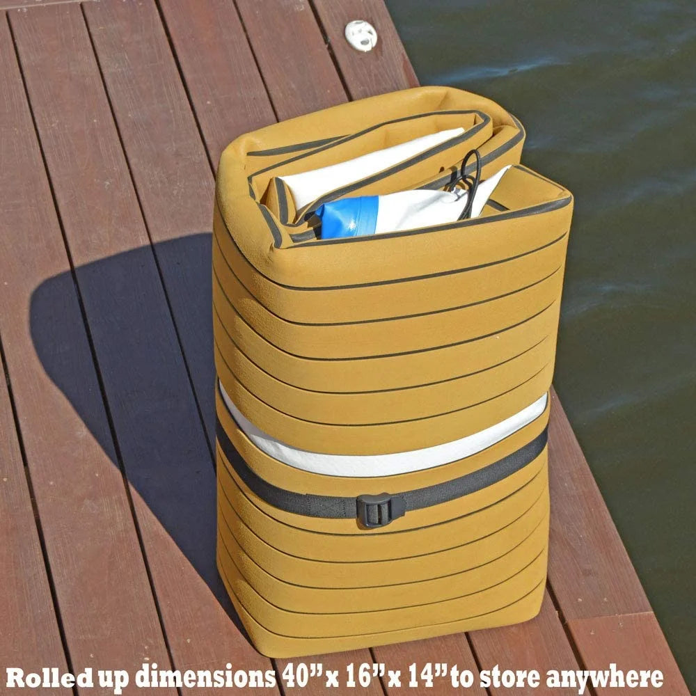 Plateforme flottante gonflable S6 amarrée près d'un bateau