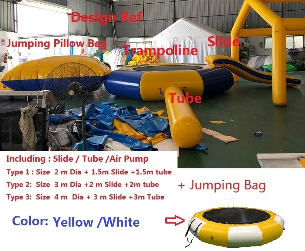 Trampoline gonflable eau saut en action