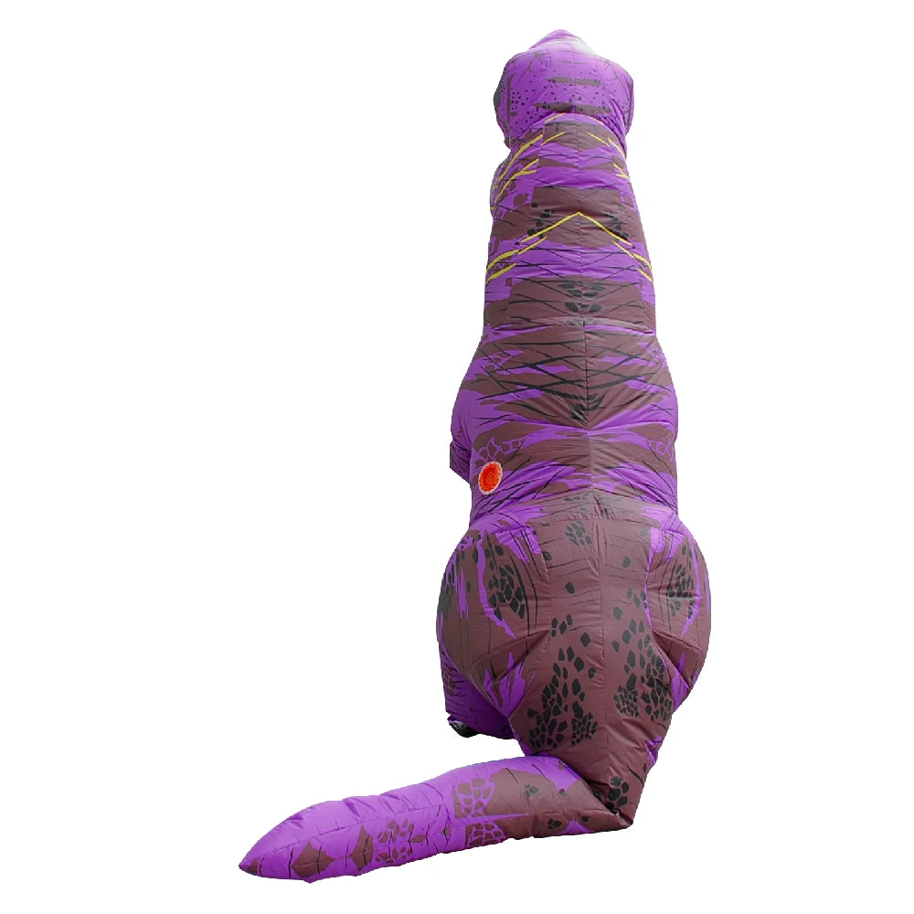 Déguisement dinosaure gonflable violet profil
