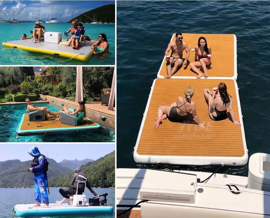 Plateforme flottante gonflable S6 avec échelle en acier inoxydable