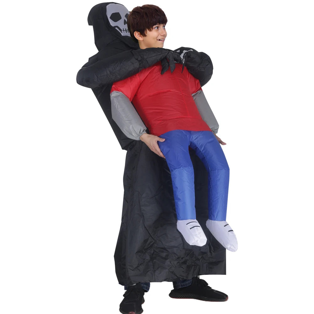 Costume gonflable fantôme noir imposànt pour carnaval