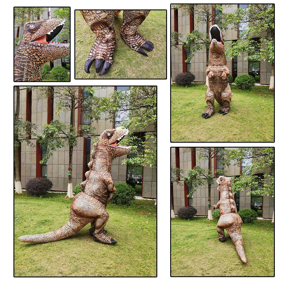 Costume gonflable dinosaure mascotte adulte vue de face