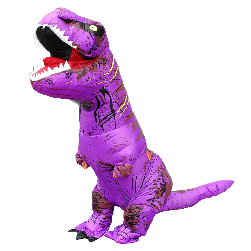 Costume gonflable dinosaure violet adulte vue de face