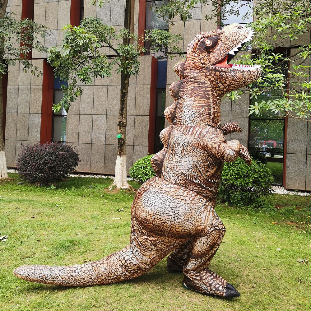 Costume gonflable dino mascotte Halloween porté