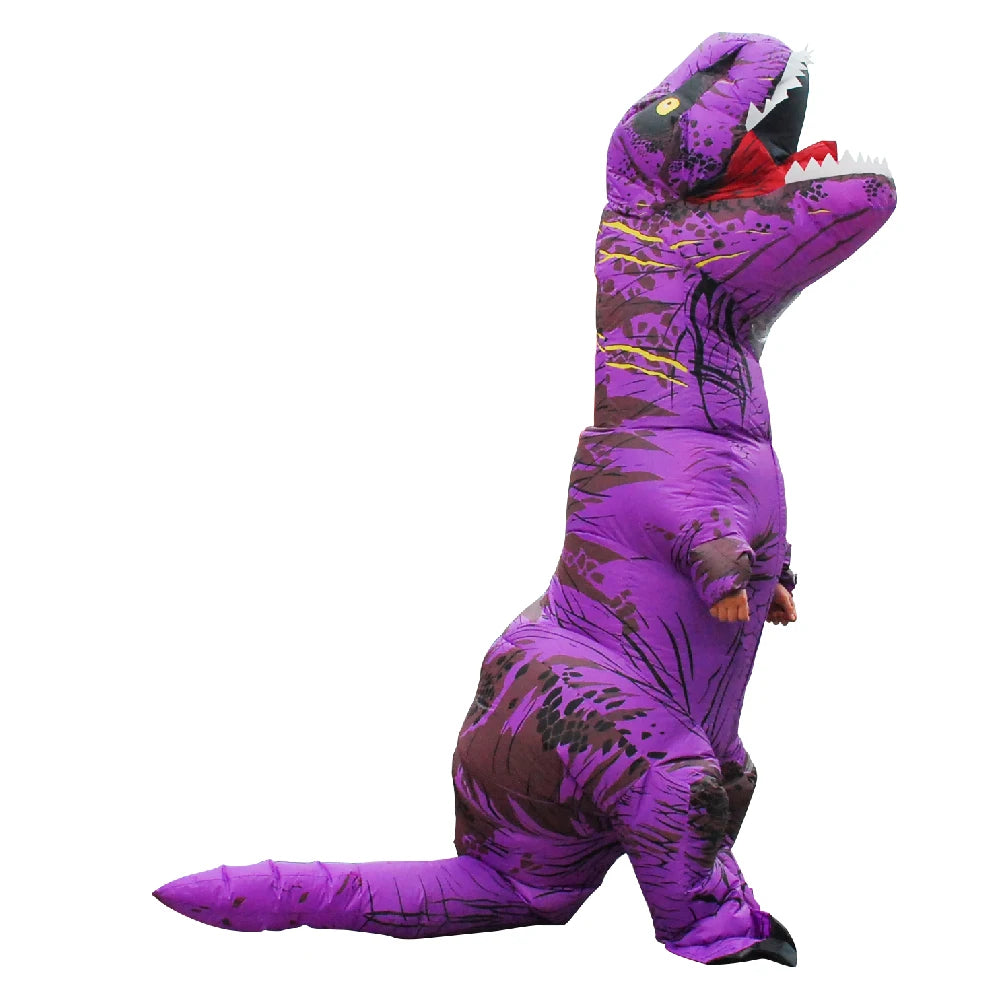 Costume gonflable dinosaure violet adulte vue de face