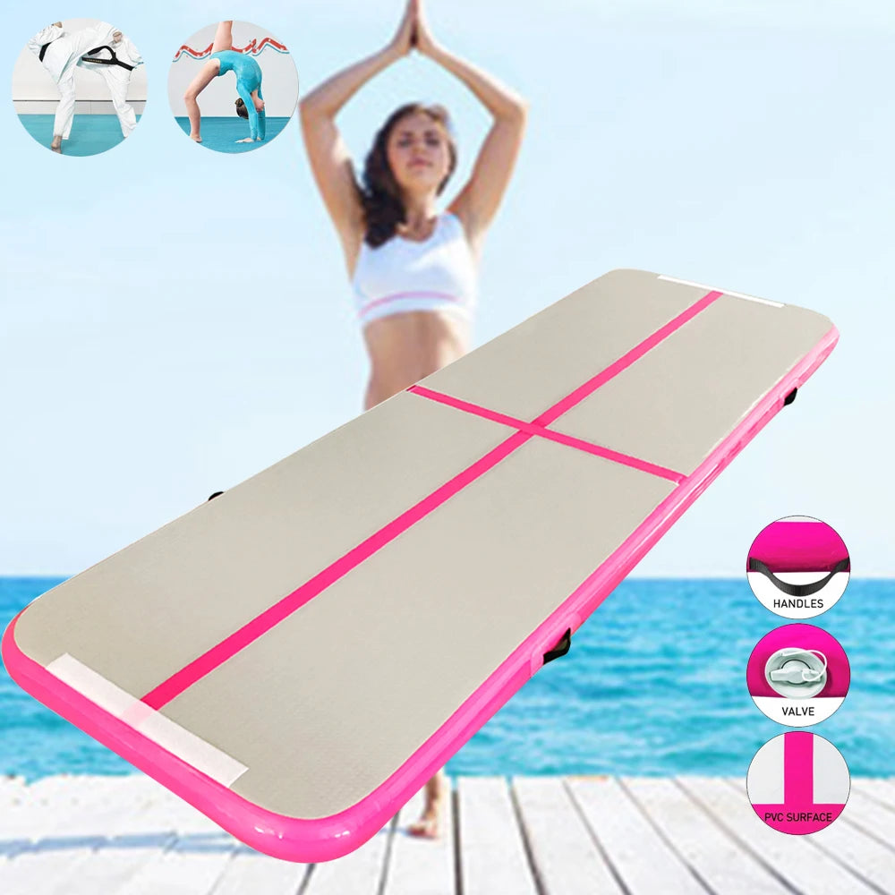 Tapis gonflable gymnastique multicolore vue d'ensemble