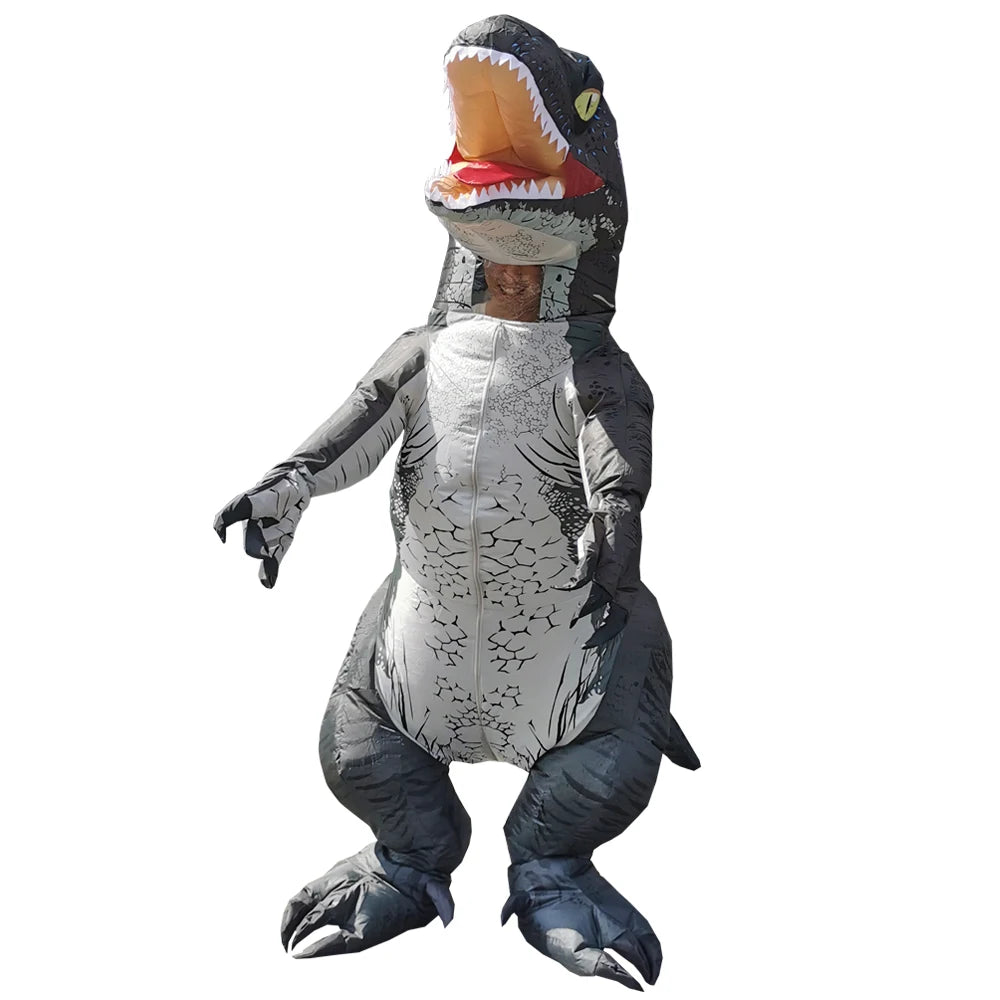 Costume gonflable Velociraptor adulte en action