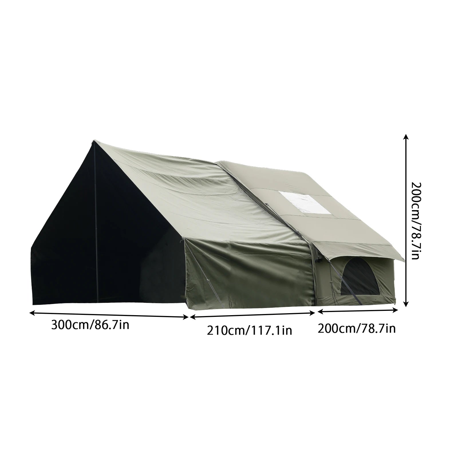 Tente gonflable installée pour un camping en famille