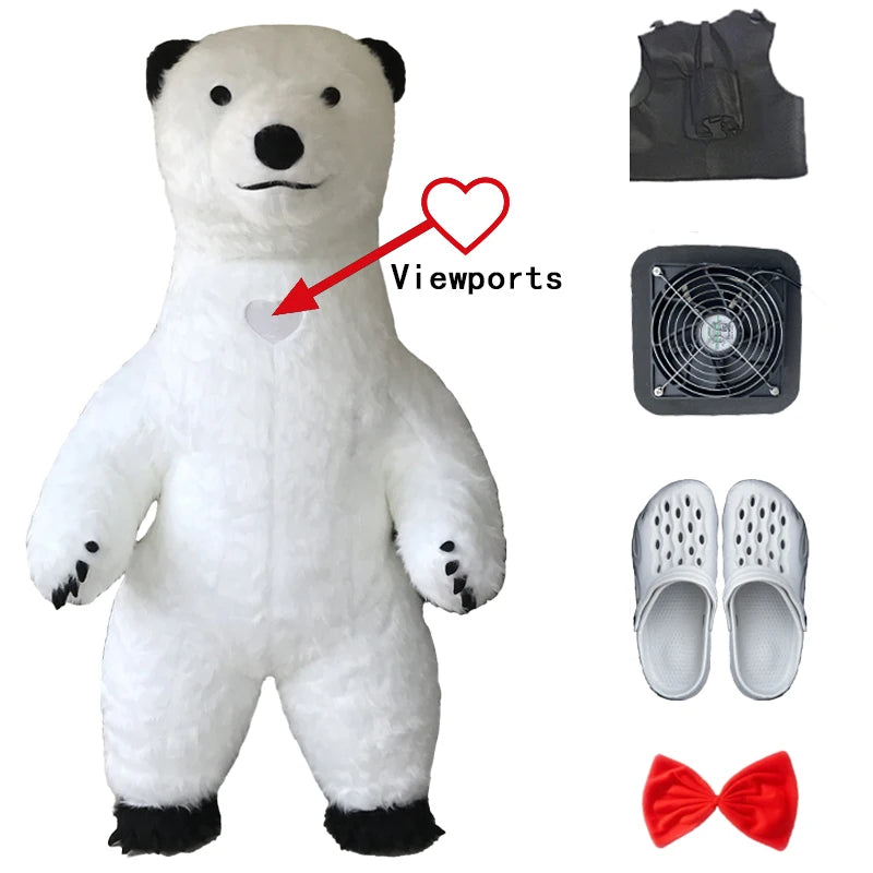 Costume gonflable panda posé avant utilisation