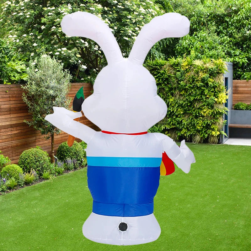 Gonflable Pâques lapin-œuf de profil éclairage LED