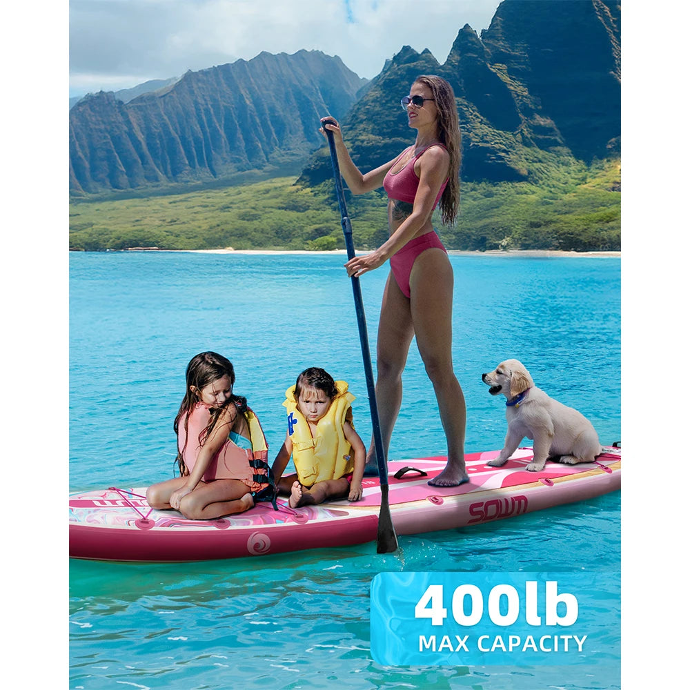 Stand Up Paddle Gonflable Rose Pêche vue de côté