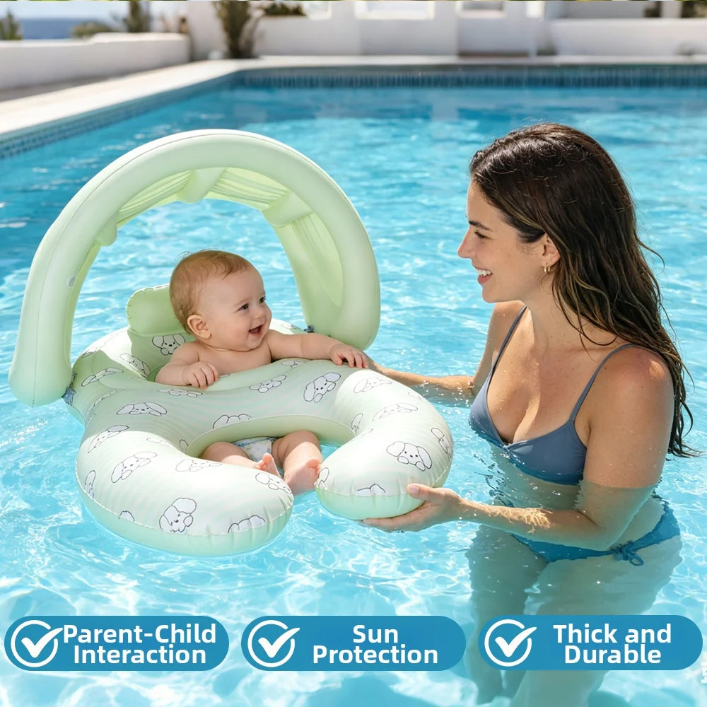 Flotteur gonflable famille piscine auvent solaire