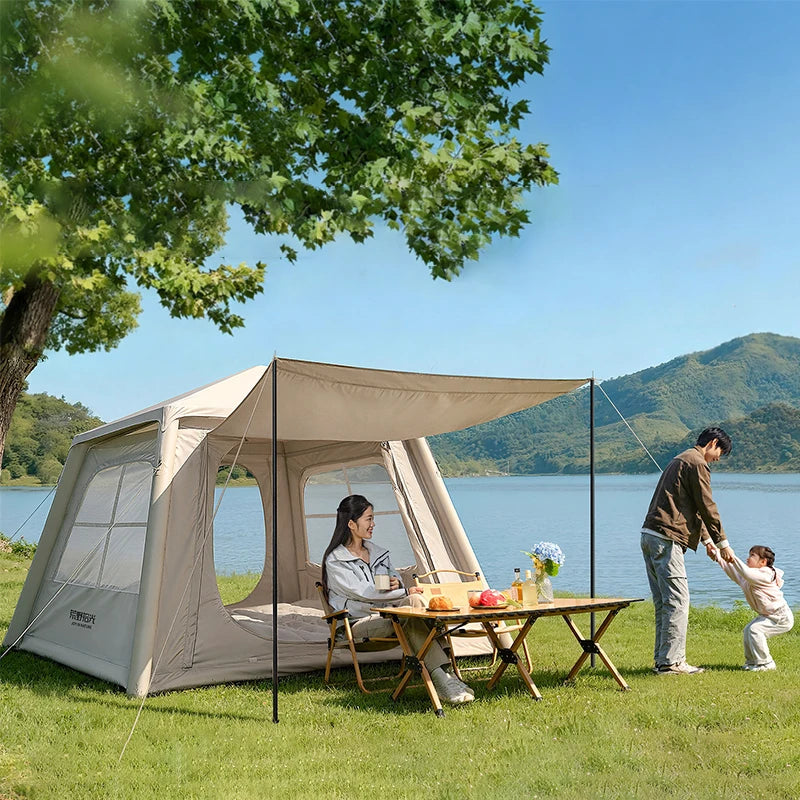 Tente gonflable camping vue de nuit