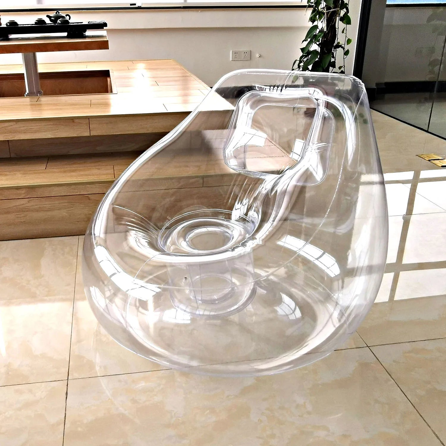 Canapé gonflable transparent format rond